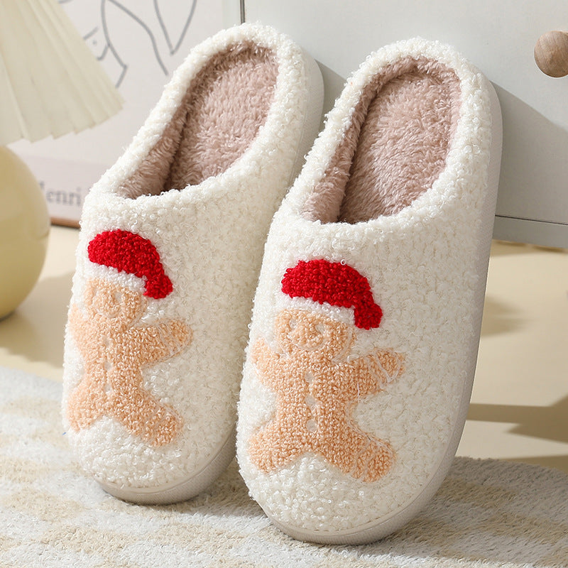 Wholesale Christmas Elk Cute Cartoon Home Non-slip Couple Indoor Plush Cotton Shoes